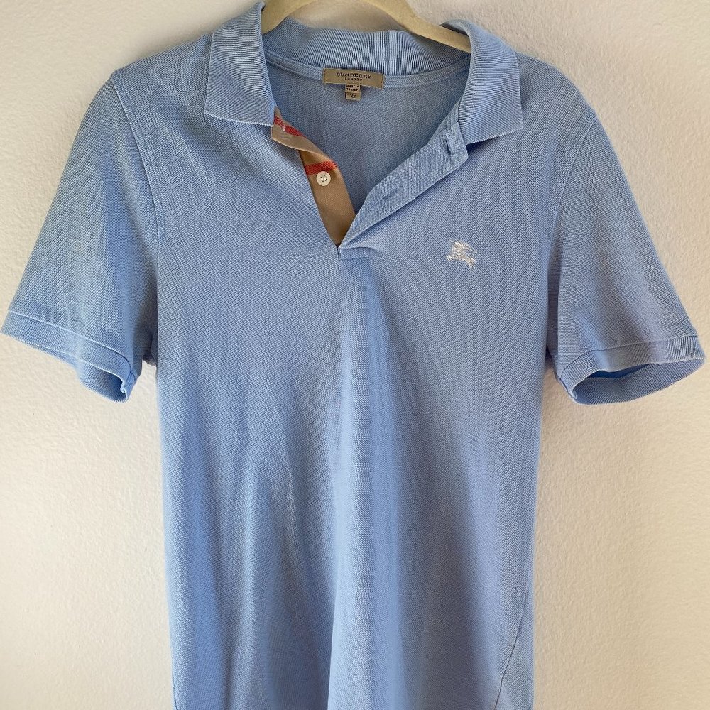 Burberry Women’s Motif Polo Blue Shirt Small